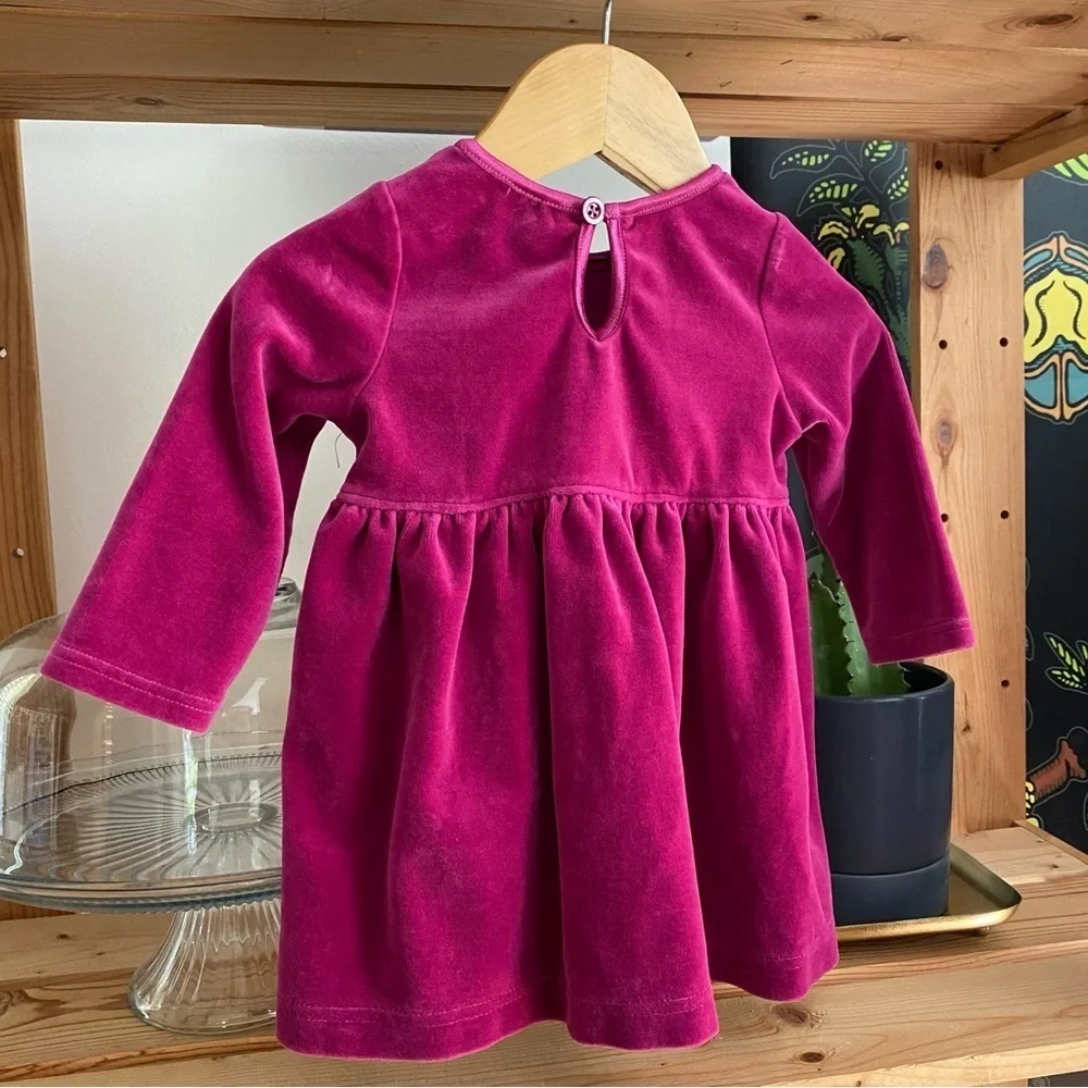 Hanna Andersson Magenta Pink Velvet Long Sleeve Dress